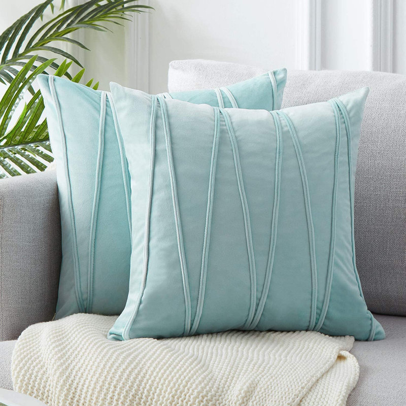 Housse de coussin Chevron, Bleu clair, 18 po x 18 po