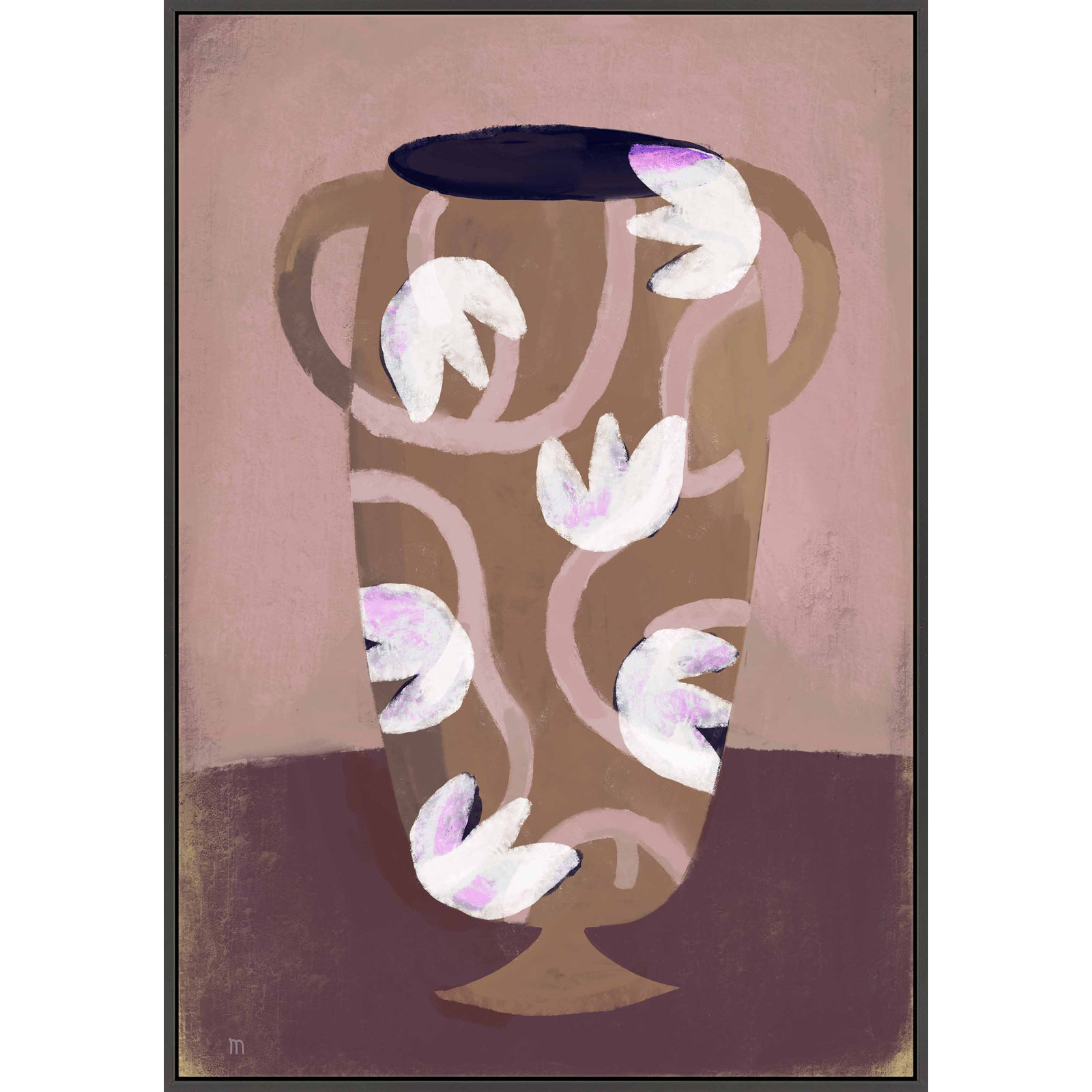 Flowered Vase Print by Marco Marella, Black Framed Canvas, 25" H x 17.5" W