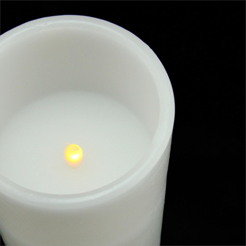 8" White Flameless LED Lighted Flickering Wax Christmas Pillar Candle