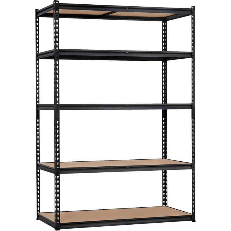 Étagères de rangement pour garage, étagère en métal robuste, support de rangement sans boulons réglable d'une capacité de 2 500 lb avec planches en panneau de fibres à densité moyenne pour le garage, le garde-manger, le sous-sol ou l'entrepôt