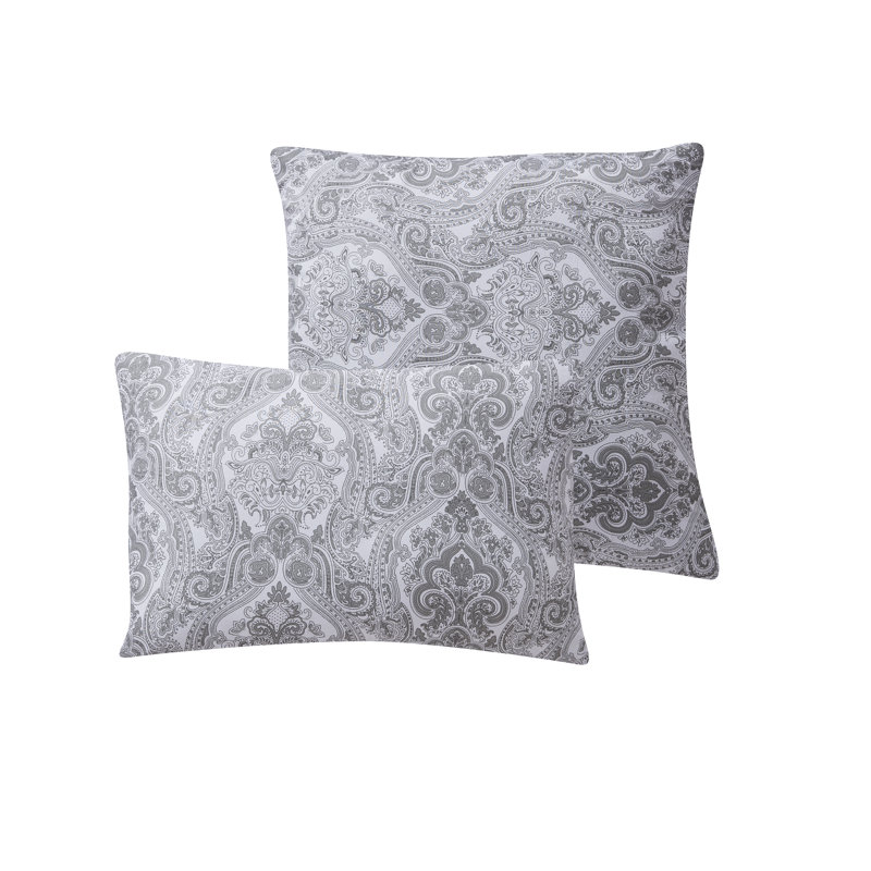 All Season Polyester Down Alternative Comforter, Queen MF Paisley Dark Gray Sheet Set