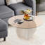 Table basse 31,5 "ronde en verre avec base en bois pour le salon-639679804-639679803