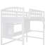 Lit mezzanine avec tablettes de rangement, bureau et échelle