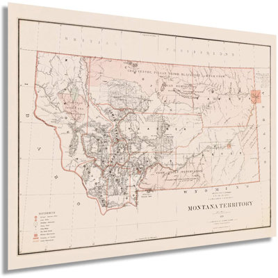 " Vintage 1879 Montana State Map "
