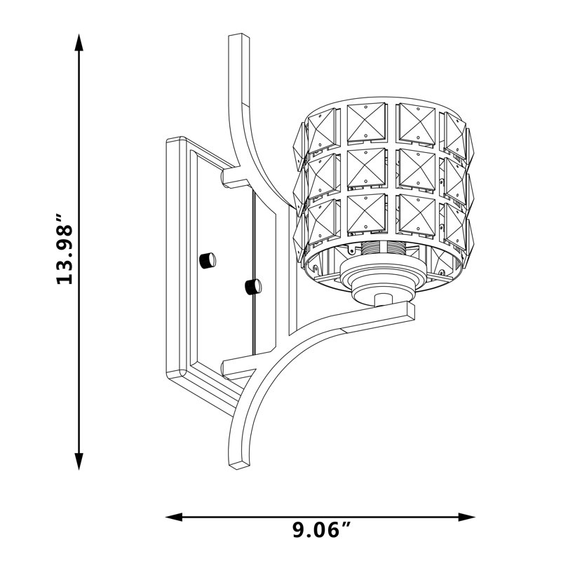 1 - Light Dimmable Black Armed Sconce
