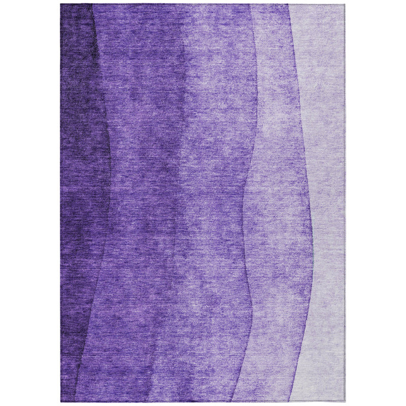 3' X 5' Purple Lilac And Lavender Ombre Washable Indoor Outdoor Area Rug