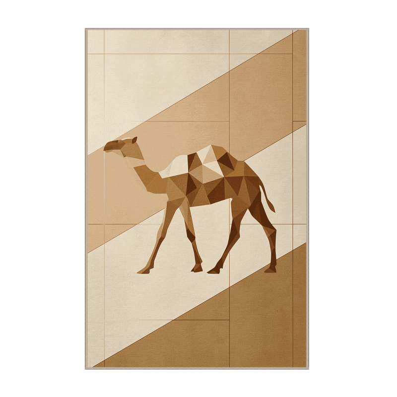 Tapis beige délavé à la machine Osazee Camel, 7 x 10