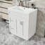 Meuble-lavabo autoportant élégant avec charnières à fermeture en douceur, rangement réglable et lavabo en résine