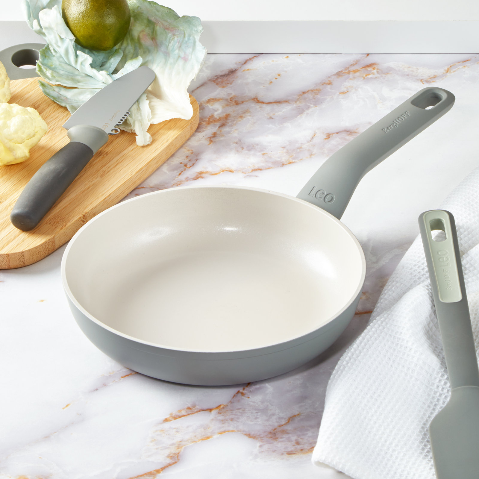 BergHOFF Leo Balance Non-stick Ceramic Frying Pan, Recycled Aluminum, 8", Gray