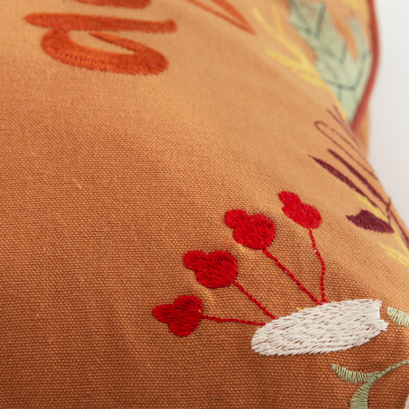 Embroidered Cotton Throw Pillow
