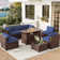 Caradog Wicker 6 - Person Patio Conversation Sets with Cushions, Coffee Table and 44" Fire Pit