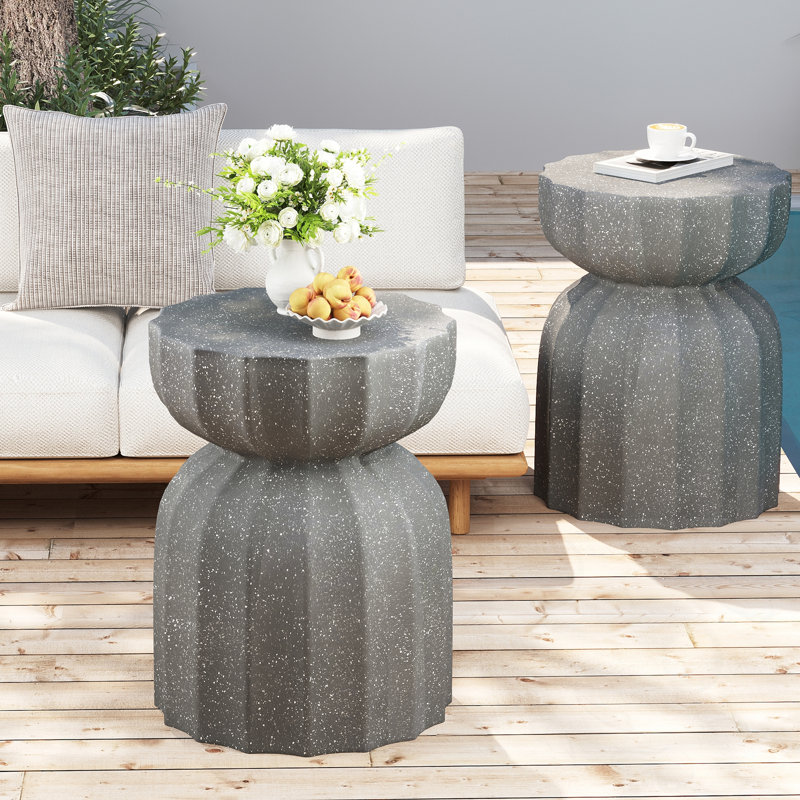 2PC Outdoor Side Table, Grey