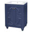 Meuble-lavabo moderne de 24 po avec motif elliptique orné et charnières à fermeture en douceur, armoire de salle de bain avec structure ouverte au dos, pieds tournés en boule avec élégance française-912901758