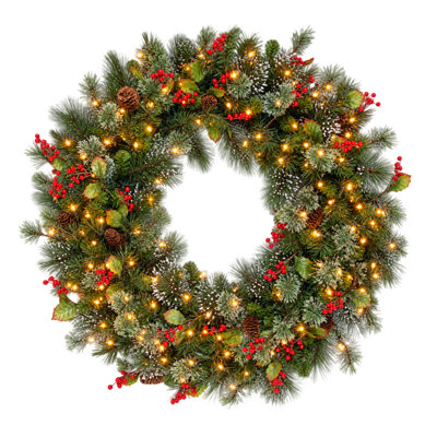 30in. Winterglow Pine Christmas Wreath with Clear Lights