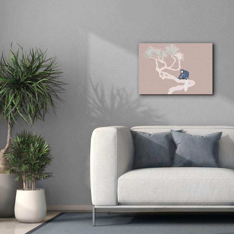 Épique graffiti «Vintage Tropics Monkey On A Branch» par Sabrina Balbuena, art mural sur toile, 26 po x 18 po