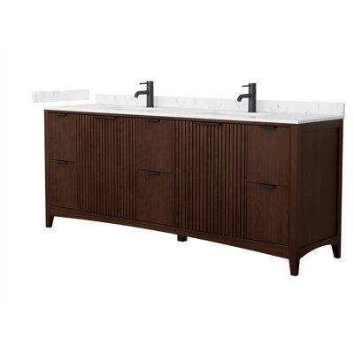 Palmilla 84" Freestanding Double Bathroom Vanity with Cultured Marble Top