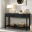 Modern Console Table With Striped Design, 2 Drawers And 2-tier Design-1846456589