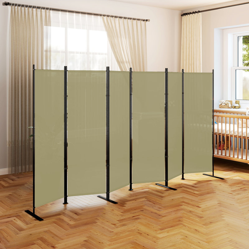 Paravent 6 panneaux, paravent pliable, beige