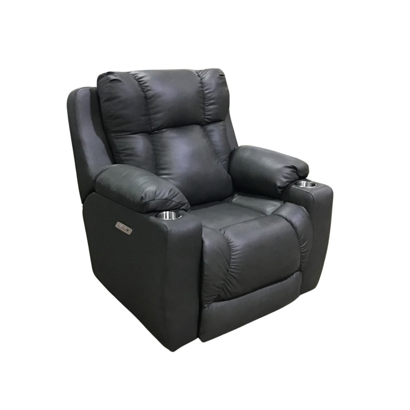 Fauteuil inclinable en cuir mural, Cuir véritable noir