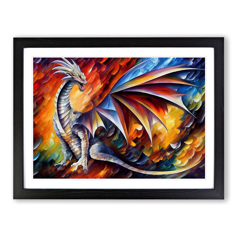 XH1022-2771X Dragon Art Vol.1 - Single Picture Frame Print, 25cm H x 34cm W x 2cm D, Black Framed