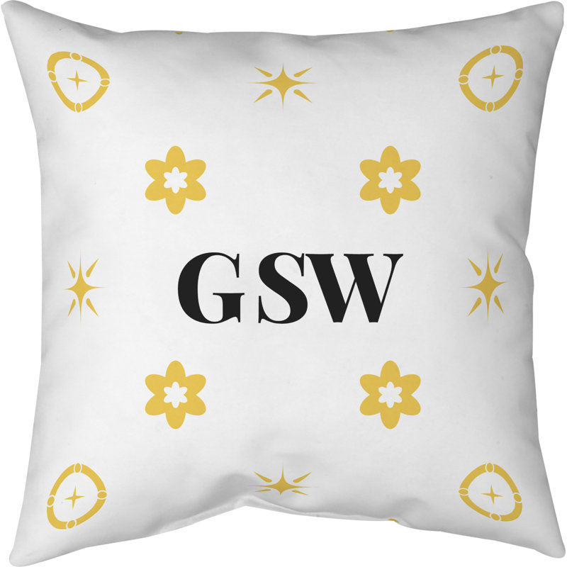 Coussin Khieu Basketball Lux, Carrée, 35 pouces x 17,5 pouces, Or / blanc |