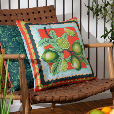 Anemone Limes Indoor / Outdoor Floral Red Square Throw
