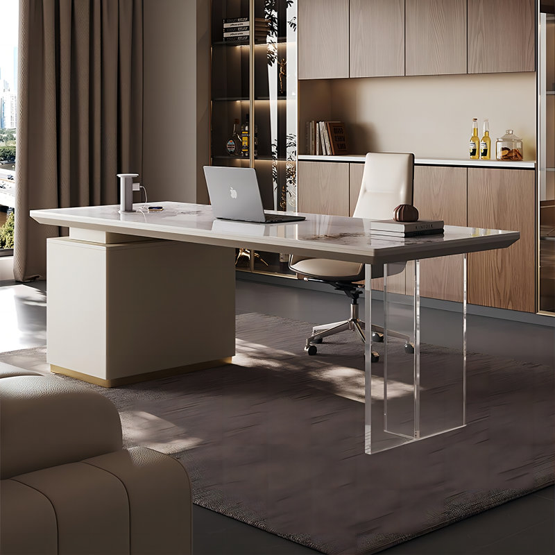 Bureau d'écriture 86,61 po Beige, H 29,92 po x l 86,61 po x P 27,56 po