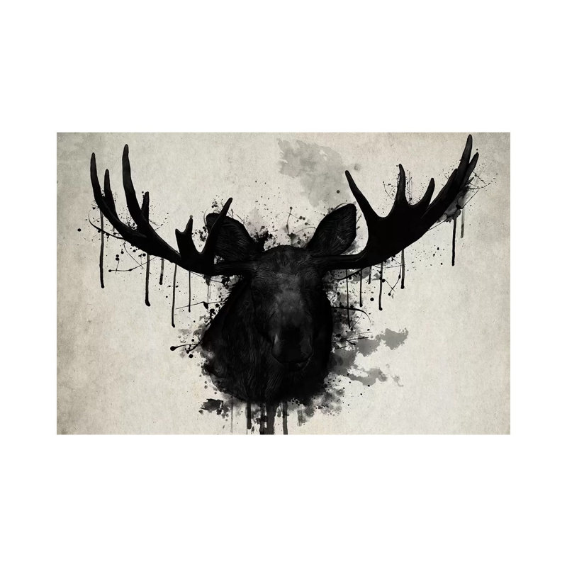 Moose 1 Piece Wrapped Canvas Painting, 30.48 cm H x 45.72 cm W