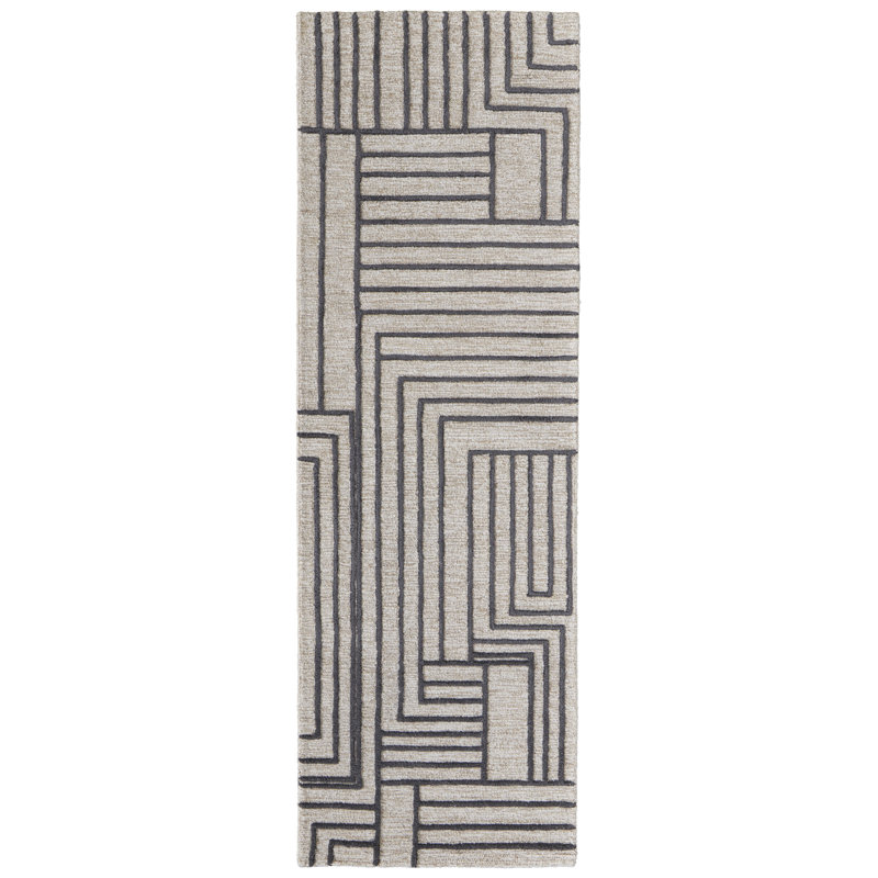 Gansett Modern Geometric, Tan/Brown Area Rug, Runner 2'6" x 8'