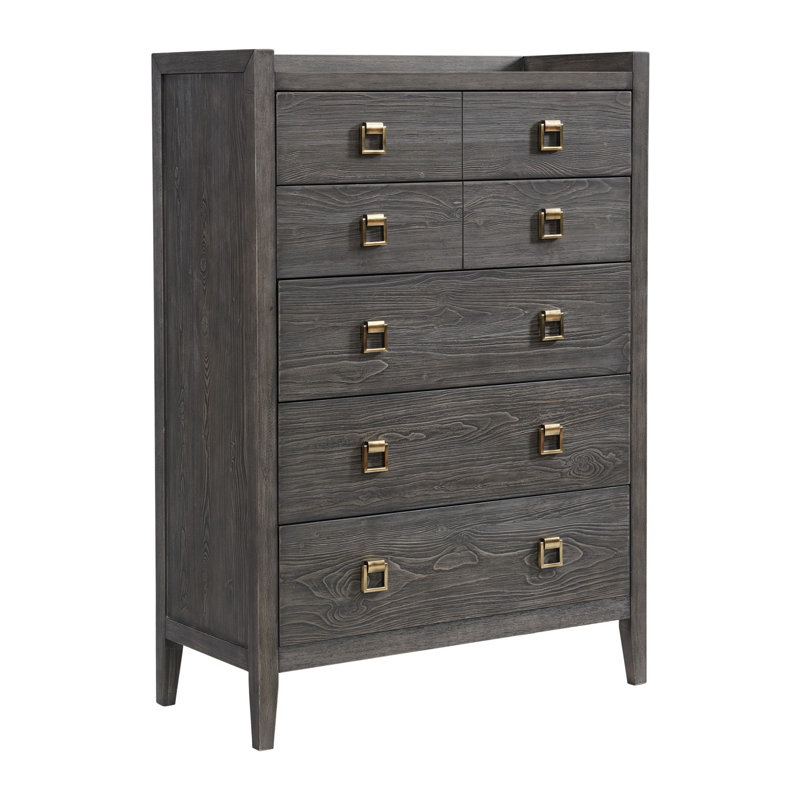 Raavi Portia 55" Tall Bedroom Chest With 5 Drawers, Brushed Brindle