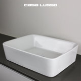 Cielo Bench Mount Ceramic Rectangle Vessel Bathroom Sink