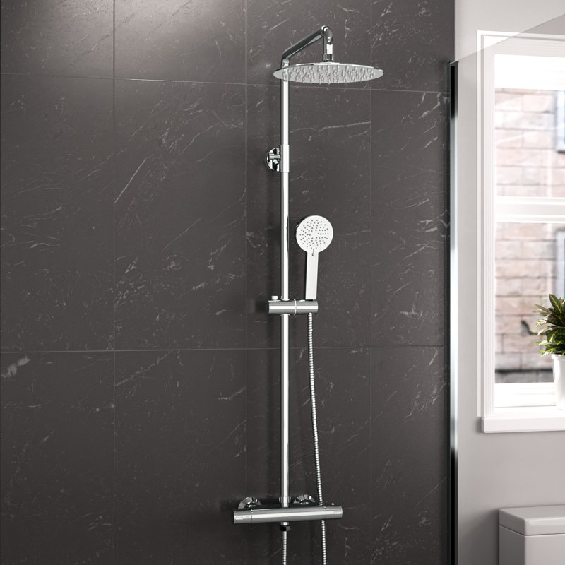 Culbert Thermostatic Shower with Dual Shower Head, Silver