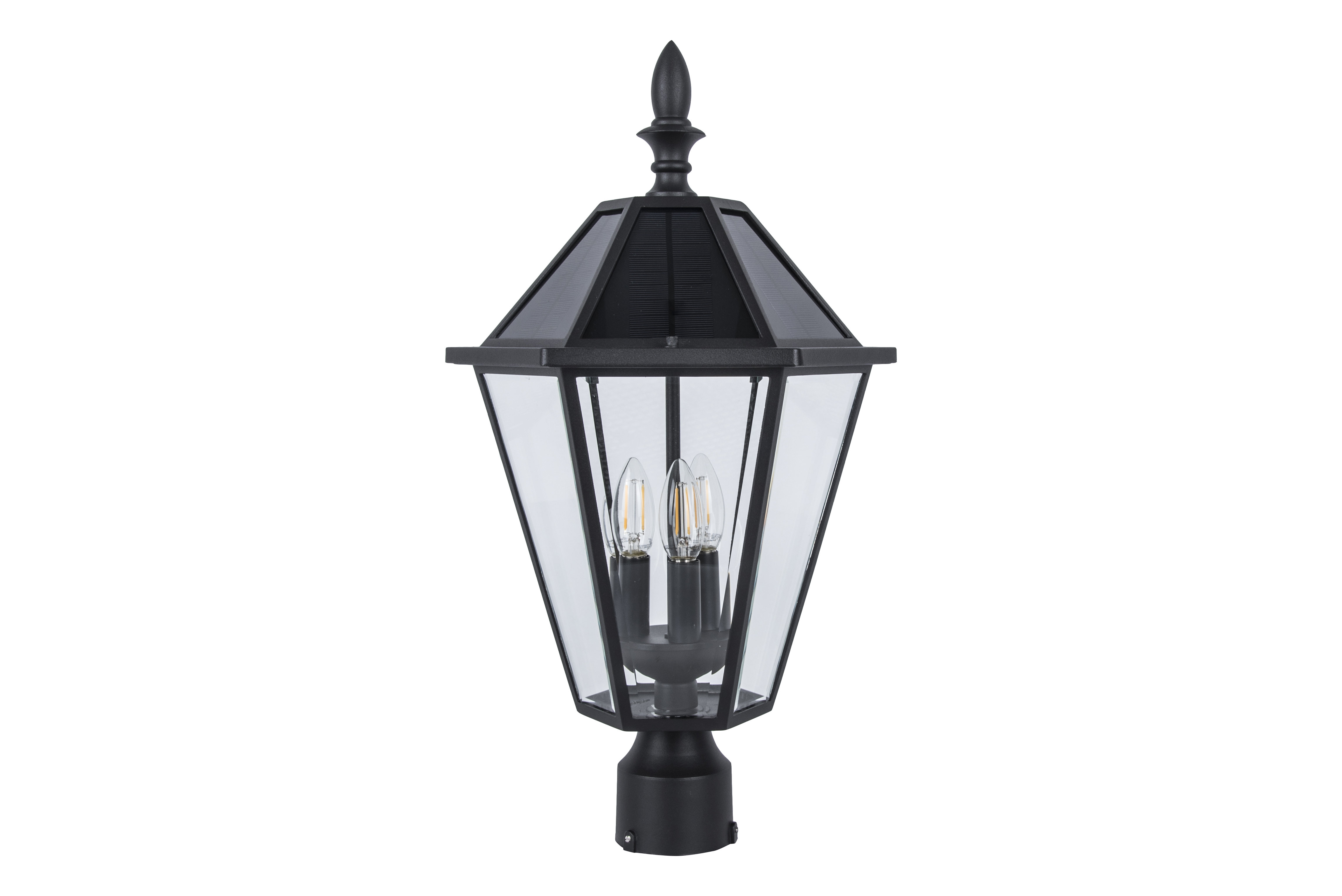 LUTEC LED Outdoor Lamp Post with 3 Light Black Post Lantern for Lawn Patio  Yard Pathway Garden Black Light Pole with Clear Glass Panels