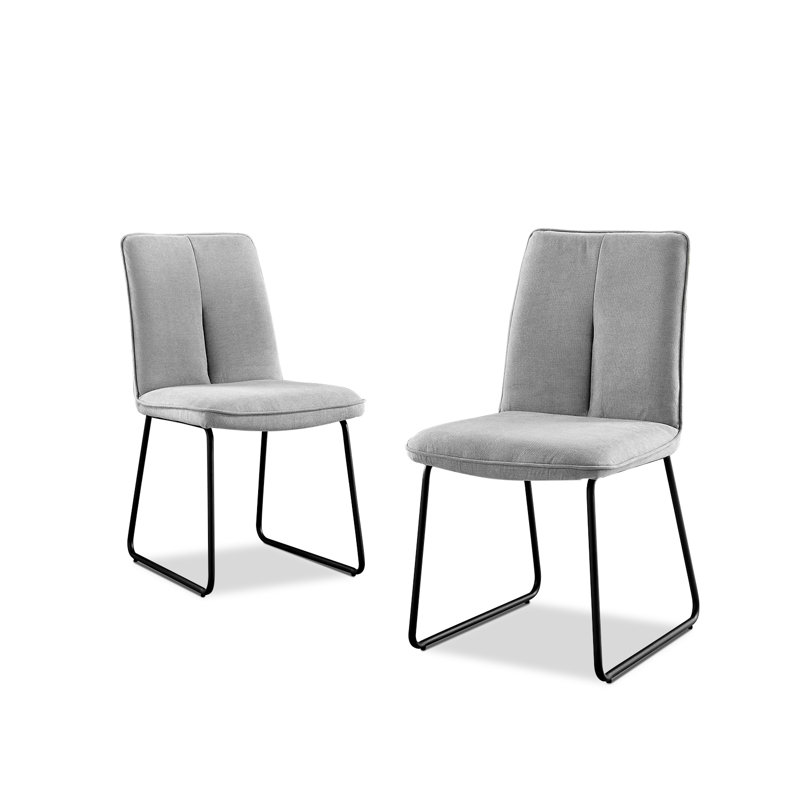 Eubanks Luxury Fabric Upholstered Dining Chair - Minimalist Modern Home, Light Grey