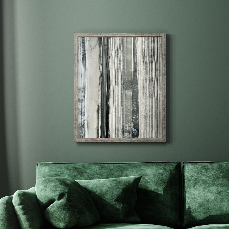Toile encadrée de qualité supérieure Differing Parallels II - prête à être accrochée, H 24 po x l 20 po, Argent patiné