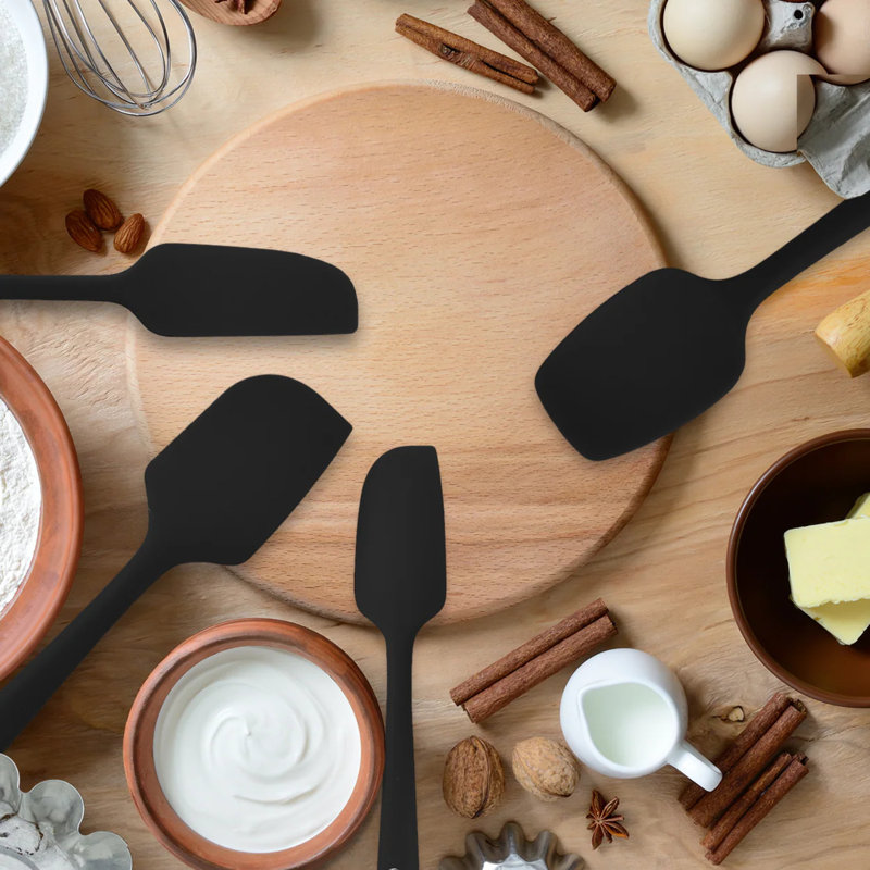 Kaluns 8-Piece Silicone Turner & Spatula Set – Heat Resistant Nonstick Cooking Utensils with Ergonomic Handles – BPA-Free Kitchen Tools Set, Black