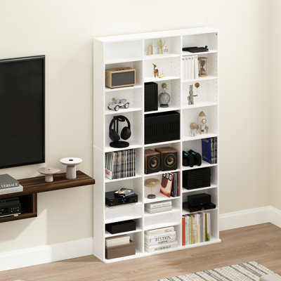 24-Shelf Multimedia Media Storage Tower Rack with Adjustable Shelves