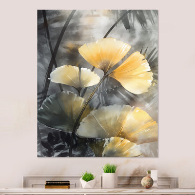 Œuvre d'art tropical Gingko sur impression métallique