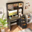 MDF Computer Desk with Built-In Electrical Outlet-350558314