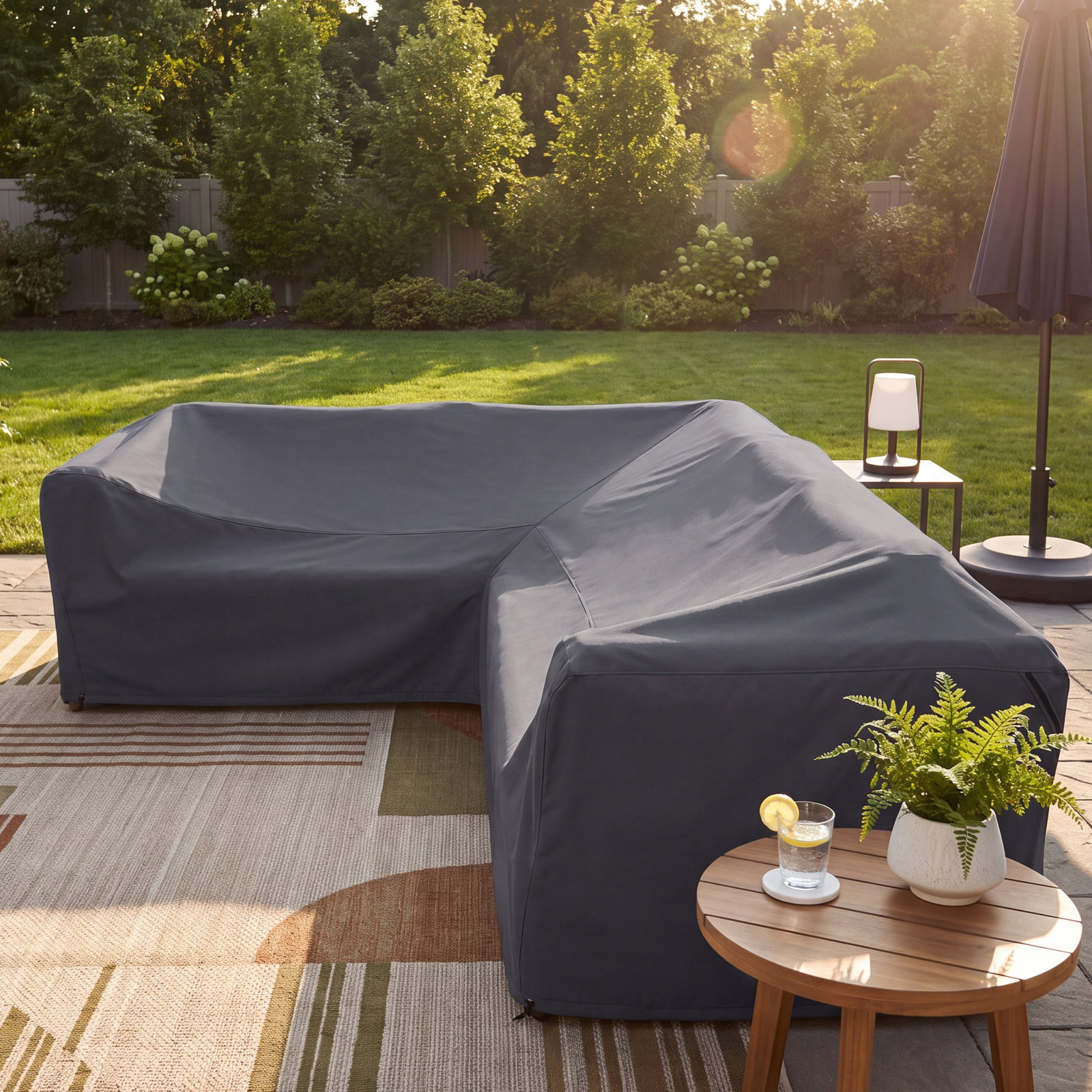 Croix L-Shaped Wicker Patio Sectional Sofa Cover