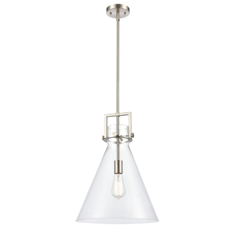 Luminaire suspendu avec tige 30 po Coterie, Transparent, H 19,13 po x l 14 po x P 14 po, Nickel satiné