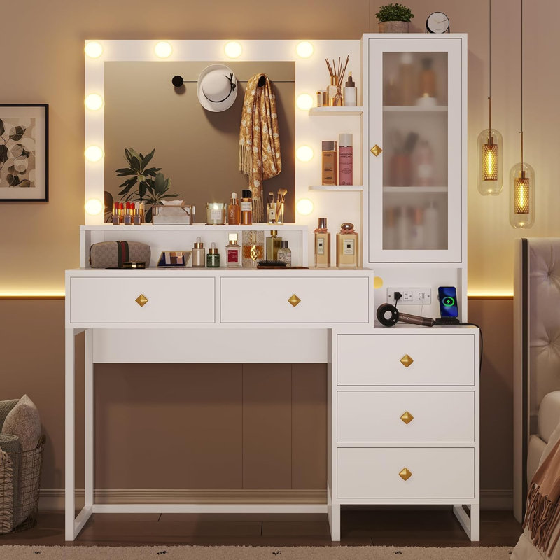 Ragin Makeup Vanity With Usb Power Outlet And 3 Modes Adjustable Brightness Light