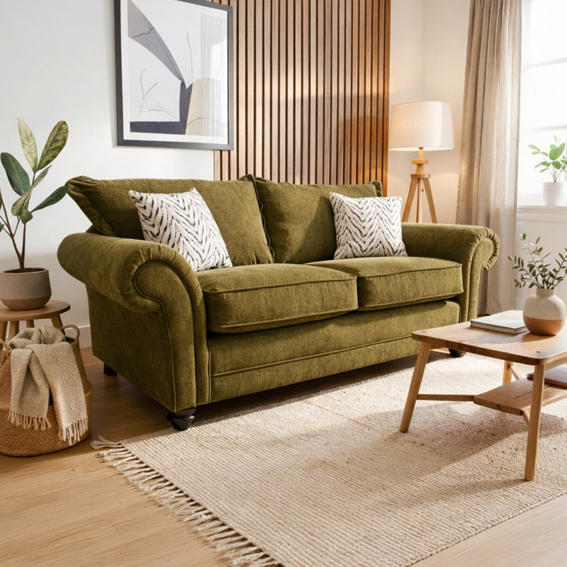 Dalton Textured Wave Sofa- Made in the UK, 3, Sage