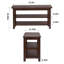 Banc en bois massif à finition noyer avec 2 tablettes ouvertes, banc d'entrée polyvalent et siège pour vestibule, range-chaussures stable à pieds en H