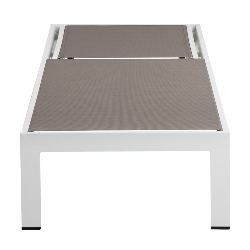Chaise longue simple inclinable 76 po Aynura, Blanc / Taupe