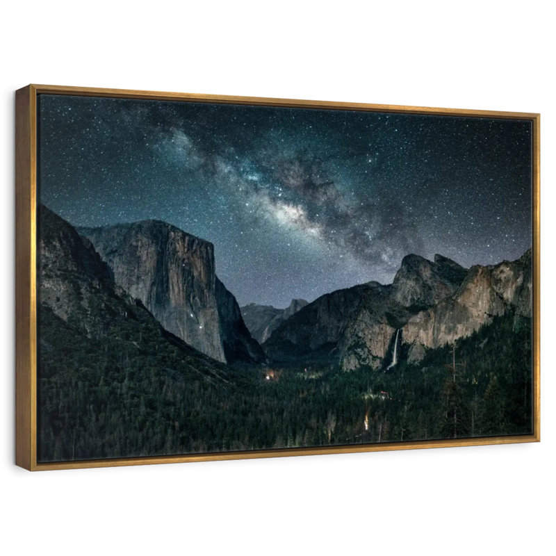 Stargazing At Yosemite, Cadre flottant doré, 13 po x 9 po