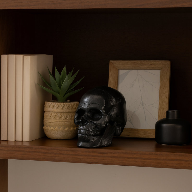 Jamyle 6" H Metal Skull Figurine Decorative Accent