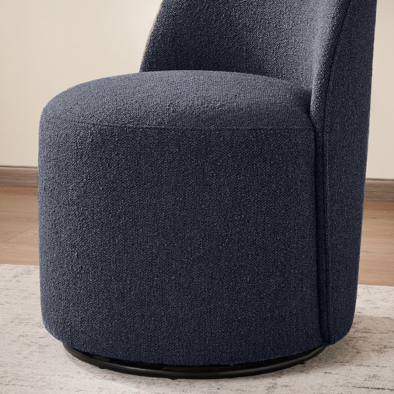 Upholstered Fully Assembled Swivel Dining Chairs (Set Of 2), Boucle Dark Blue