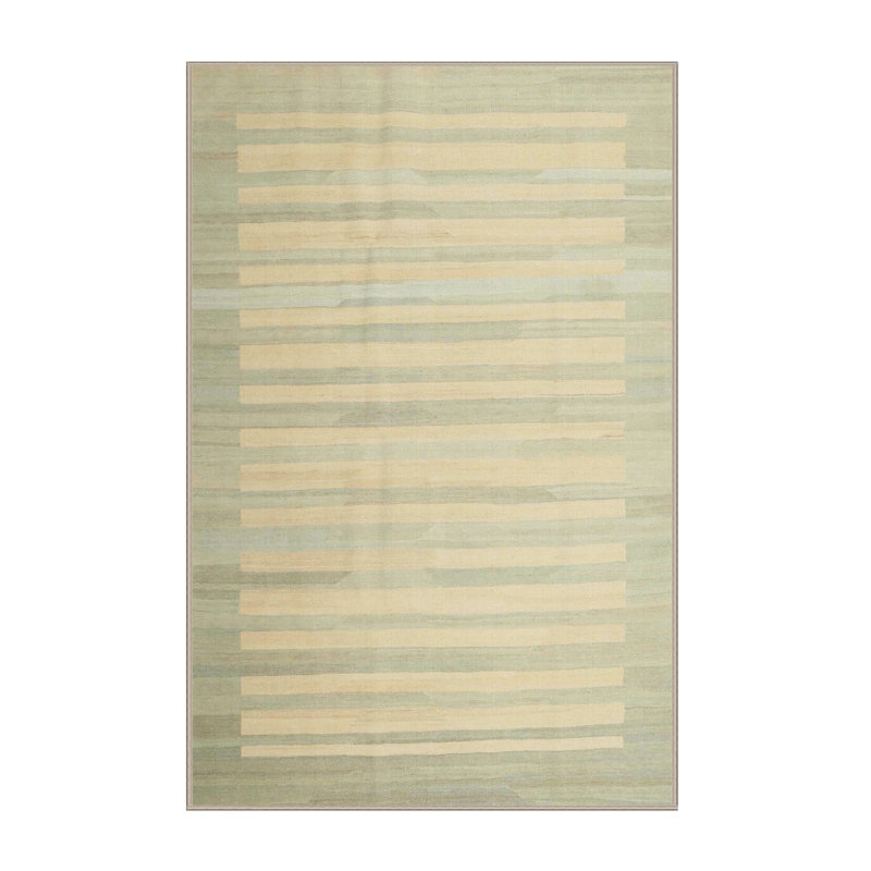 Tapis en vert clair/gris clair contemporain, Rectangle 6 pi x 9 pi