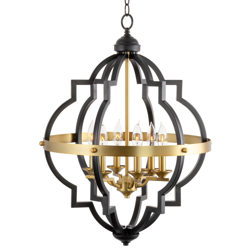 Estefanita 6 - Light Dimmable Geometric Chandelier, Warm Brass/Black